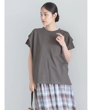 Te chichi 【接触冷感】ショルダータックTシャツ チャコールグレー