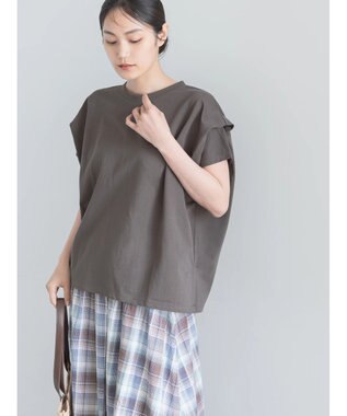 Te chichi 【接触冷感】ショルダータックTシャツ チャコールグレー