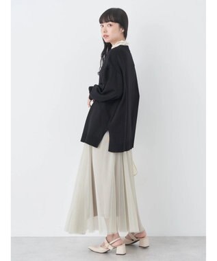 earth music&ecology サイドスリットルーズＶネックカーディガン Black