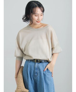 Te chichi 【マシンウォッシャブル】ラメシアー前後2WAY5分袖カーディガン