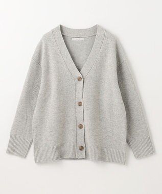 ANY 【洗濯機可】ラムウールVネック カーディガン グレー
