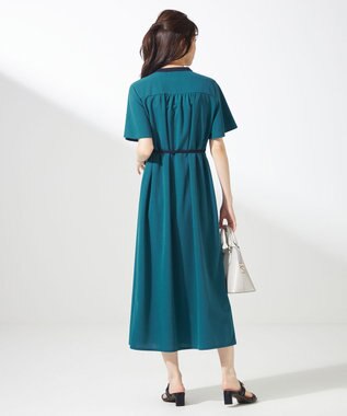 ANY SIS S 【UVケア・ストレッチ・洗える】2WAYジョーゼットジャージー ワンピース グリーン