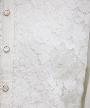 Tiaclasse 【洗える】7分袖前身レースカーディガン オフホワイト