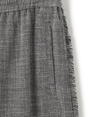 ICB 【洗える】 ライトスラブツイード ワイドパンツ ブラック×オフホワイト系