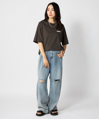 OP／FILA 【Ocean Pacific】カレッジ・バックロゴTシャツ チャコールグレー