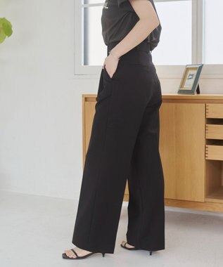 WEGO 【ANGIE VINTAGE/SMLサイズ展開】タックストレートスラックス ブラック