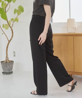 WEGO 【ANGIE VINTAGE/SMLサイズ展開】タックストレートスラックス ブラック