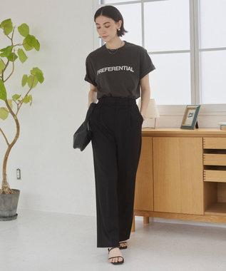 WEGO 【ANGIE VINTAGE/SMLサイズ展開】タックストレートスラックス ブラック