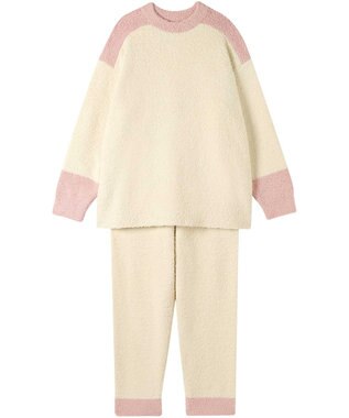 une nana cool カラーブロッキング　プルオーバー＆ロングパンツセット クリーム