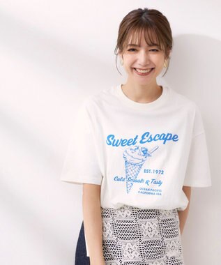 OP／FILA 【Ocean Pacific】アイスクリームプリント半袖Tシャツ ホワイト