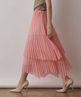GRACE CONTINENTAL イレギュラープリーツスカート ピンク