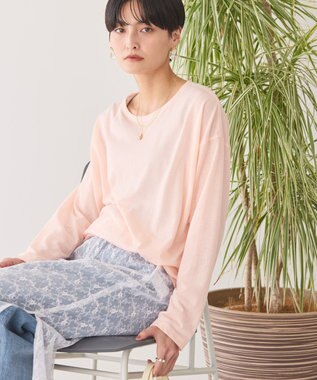 AMERICAN HOLIC バック切替シアー長袖トップス Peach