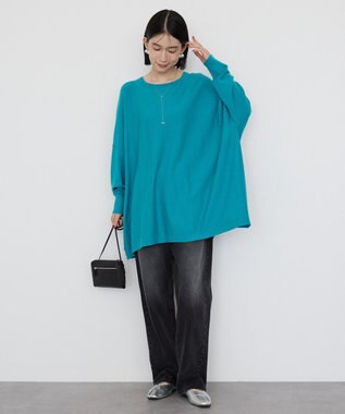 AMERICAN HOLIC バイパチポンチョライクＢＩＧニットプルオーバー Sax