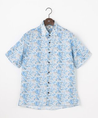 JOSEPH ABBOUD 【清涼・JAPANファブリック】パナマボイルリゾートプリントシャツ サックスブルー系6
