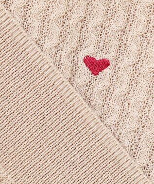 Feroux 【洗える】ハーフスリーブ ハート刺繍 ニット ピンク系