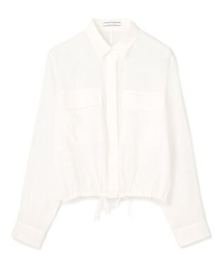 BEIGE， 【洗える・Precious 6月号掲載】PAULINE / ビックポケットドロストリネンブラウス White