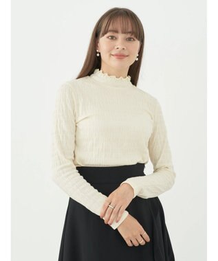 earth music&ecology シャーリングハイネックプルオーバー Ivory