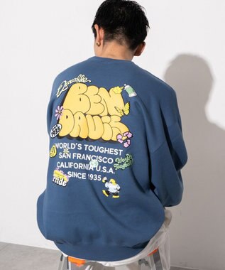 WEGO 【ユニセックス着用ITEM/MLサイズ展開/裏起毛】別注BENDAVISプランプロゴプルオーバー Dブルー