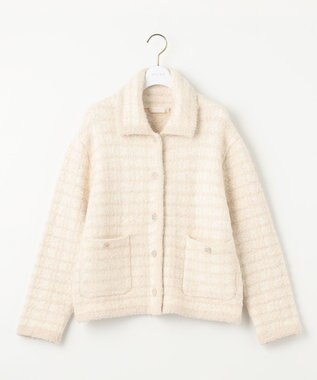 ANY SIS L 【洗える】襟付ツイード ジャケット アイボリー系