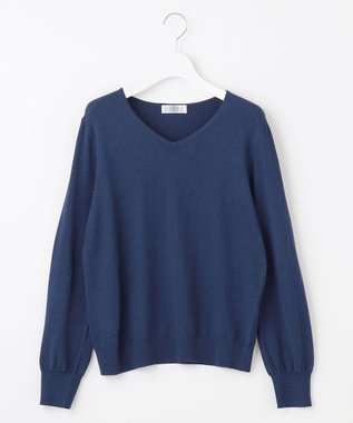 J.PRESS LADIES L 【洗える】PRINCE Vネック ニット ブルー系