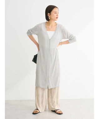 Green Parks セルフカットプリーツワイドパンツ Stripe Beige