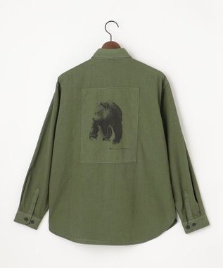 JOSEPH ABBOUD MOUNTAIN 【テーム・ヤルヴィコラボ・サスティナブル】コットンテンセルツイルバックプリント シャツ カーキ系