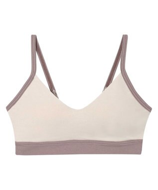 une nana cool 綿ベア天竺 カラーブロッキング ノンワイヤーブラジャー ナチュラル