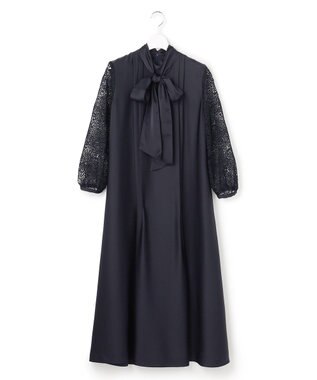 23区 S 【APPLAUDIR】ノーブルサテン リボンブーケレースコンビ ドレス ネイビー系