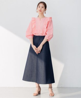 組曲 【洗える】デニムライクギャバ スカート ネイビー系