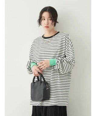 earth music&ecology トリカラーボーダーロンＴＥＥ Off White