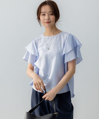 組曲 S カールマイヤーフリル ブラウス サックスブルー系1