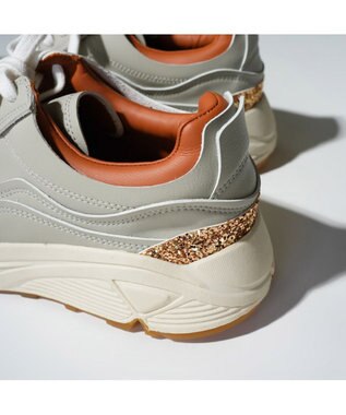 MODE ET JACOMO <carino>グリッター厚底スニーカー ライトグレー