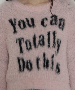 WEGO ロゴシャギーショートニット ピンク