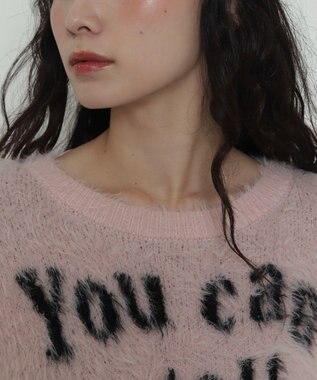 WEGO ロゴシャギーショートニット ピンク