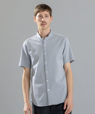 JOSEPH HOMME トライジャガードストレッチ   ウイングカラー半袖シャツ ライトグレー系