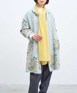 AND WOOL 〈上質な素材と手仕事から生まれた優しいニット〉カシミヤ100%の細巾ストール / マフラー イエロー