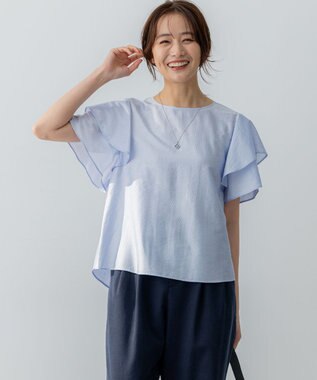 組曲 S カールマイヤーフリル ブラウス サックスブルー系1