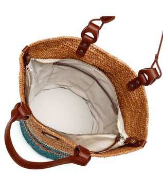 IBIZA ラフィア　ハンドバッグ 青緑