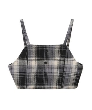 earth music&ecology コットンツイルチェックビスチェ Black