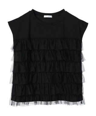 Green Parks フレンチスリーブチュールティアードプルオーバー Black