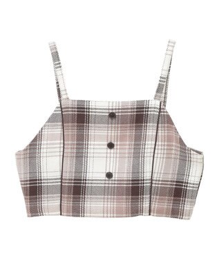 earth music&ecology コットンツイルチェックビスチェ Brown