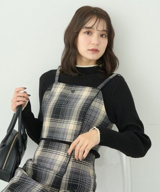 earth music&ecology コットンツイルチェックビスチェ Black