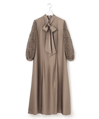23区 S 【APPLAUDIR】ノーブルサテン リボンブーケレースコンビ ドレス ブラウン系