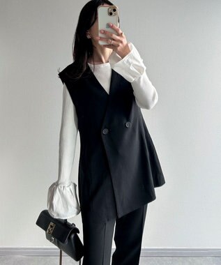 Green Parks AnriettMusee ネック切替デザインベスト Black