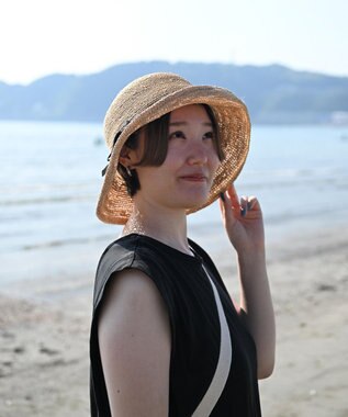 石田製帽  ラフィア糸入りかぎ編み ソフトハットセーラ ナチュラル