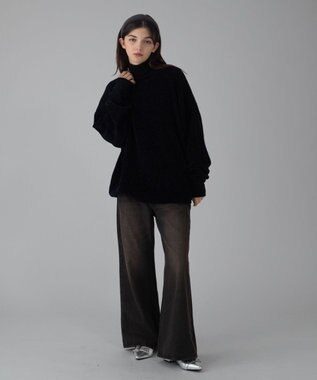 WEGO 【ユニセックス着用ITEM/MLサイズ展開】ベロアモールプルオーバー ブラック