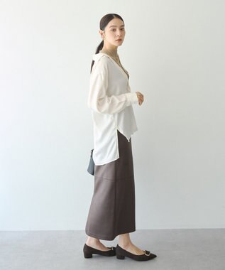YECCA VECCA レザーライクナロースカート Brown