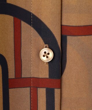 自由区 ジオメトリックレトロプリント ブラウス ベージュベース