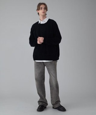 WEGO 【ユニセックス着用ITEM/MLサイズ展開】ベロアモールプルオーバー ブラック