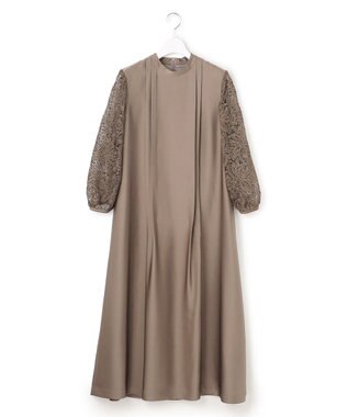 23区 S 【APPLAUDIR】ノーブルサテン リボンブーケレースコンビ ドレス ブラウン系